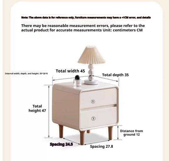 Solid Rubberwood Creamy Candy Style Nightstand.