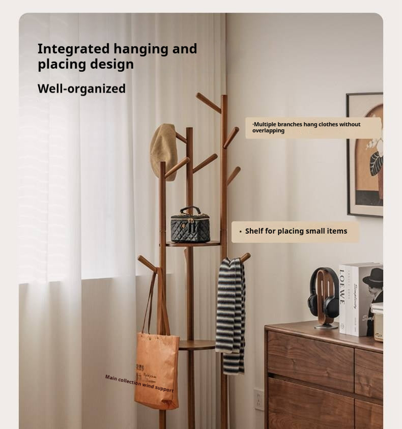 Solid Rubberwood Modern Minimalist Clothes Rack