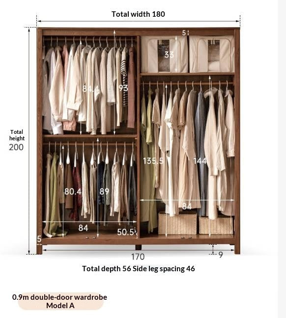 Oak Solid Wood Wardrobe with Recessed Groove Handles