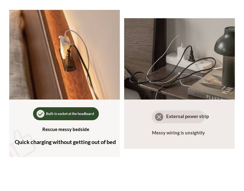 Oak, Rubberwood Solid Wood, Multifunctional Storage Box Bed