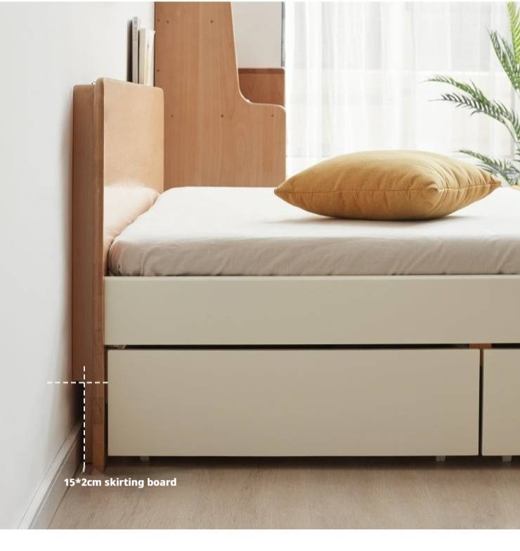 Beech Solid Wood European Drawer Storage Bed