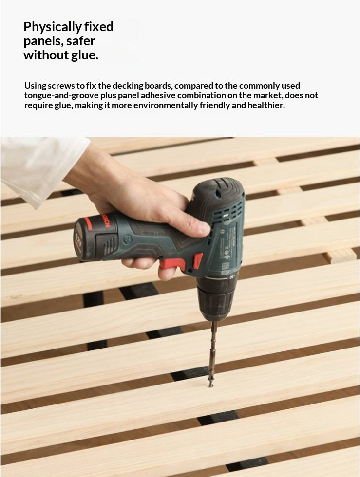 Oak Solid Wood High Box Bed in Modern Minimalist Design