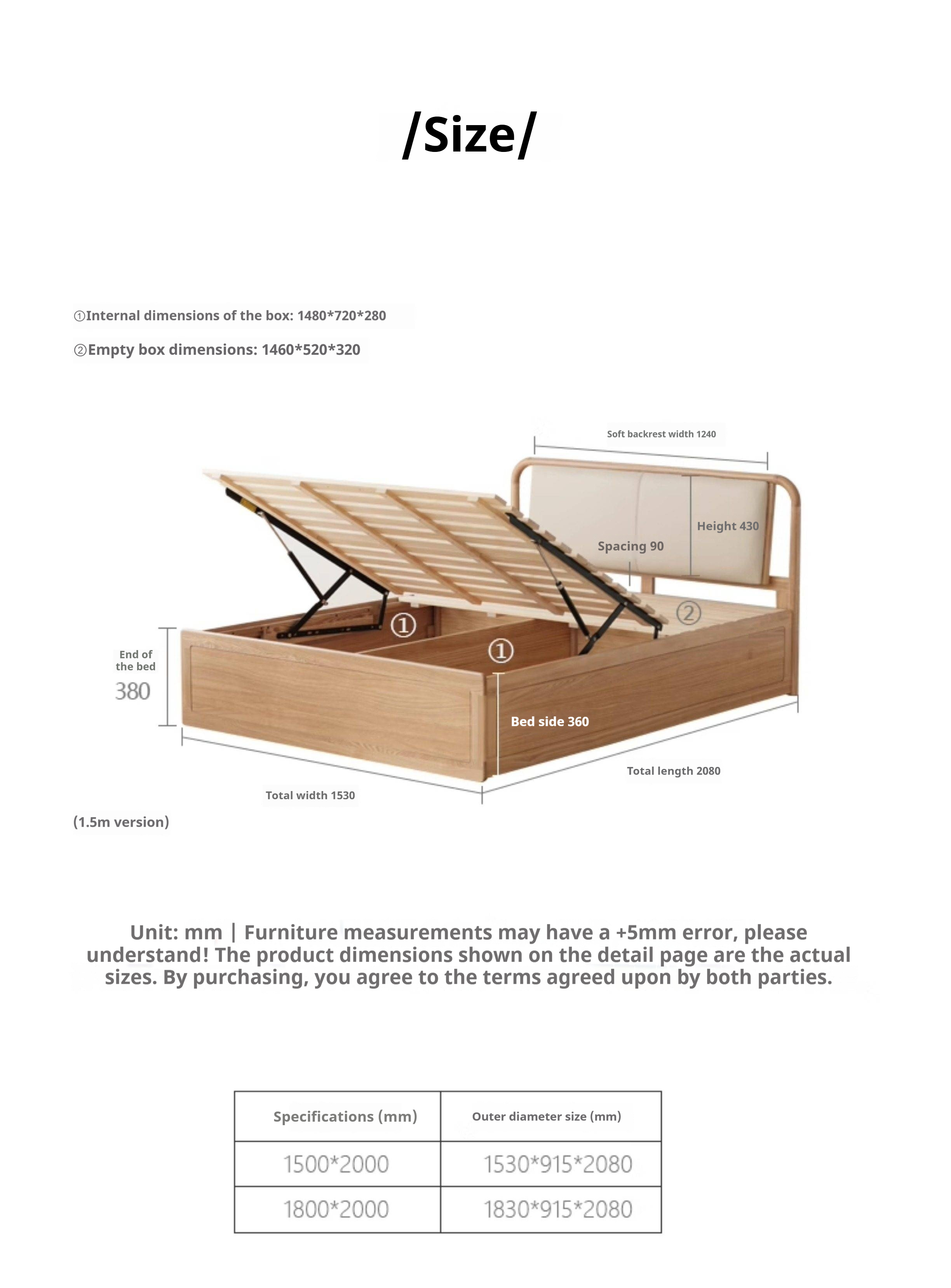 Ash Solid Wood Floor Bed — Modern Minimalist, High Box Design with Genuine Leather