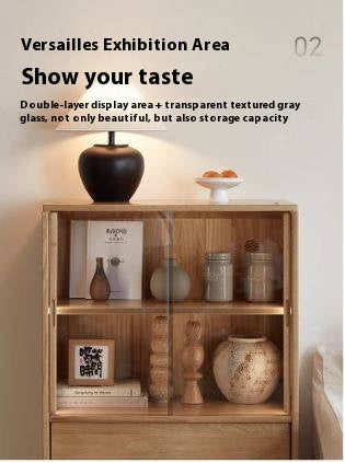 Oak Solid Wood Modern Side Cabinet.