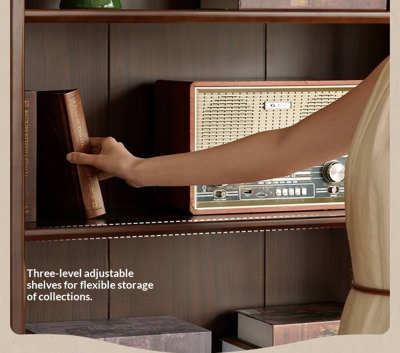 Poplar Solid Wood French Retro Style Floor Standing Display Bookcase