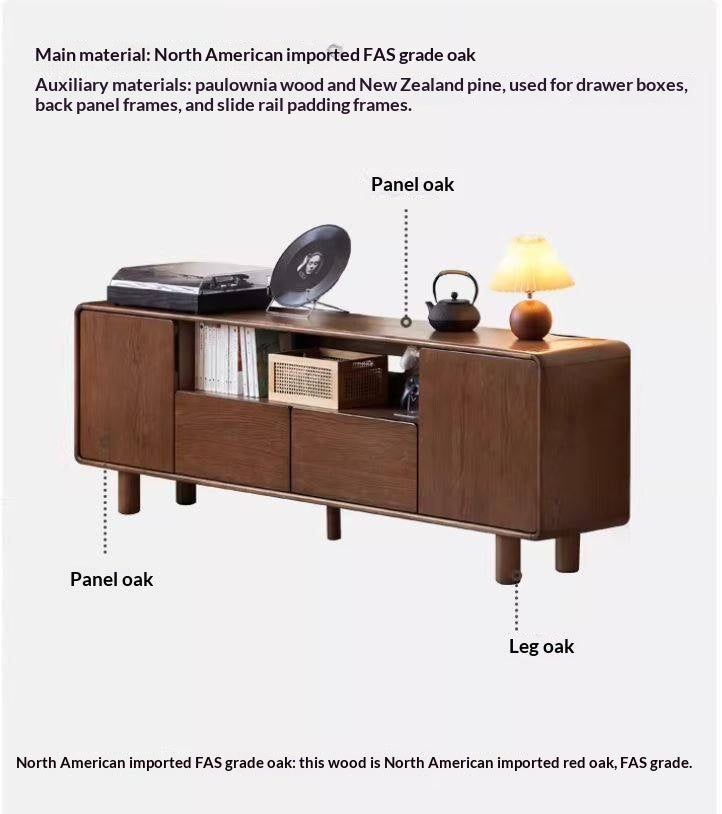 Oak Solid Wood Storage Floor TV Cabinet.