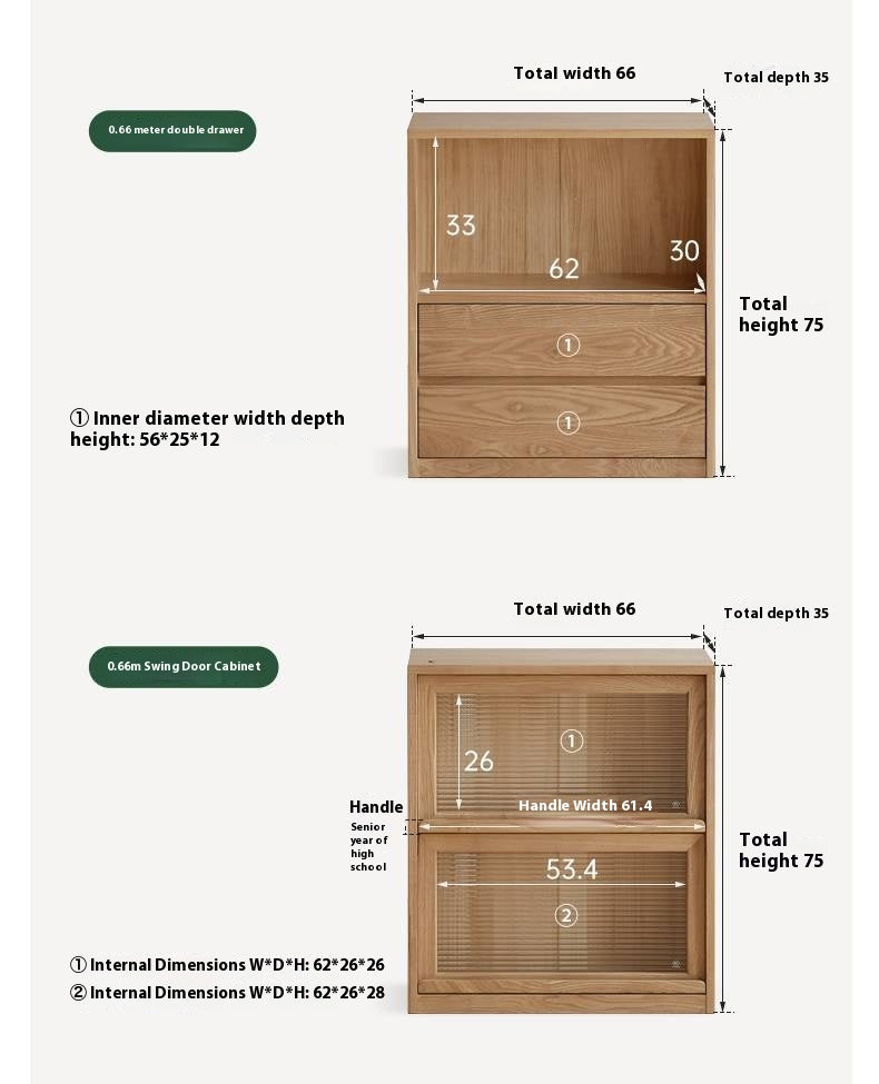 Ash Solid Wood Bookcase Storage Cabinet