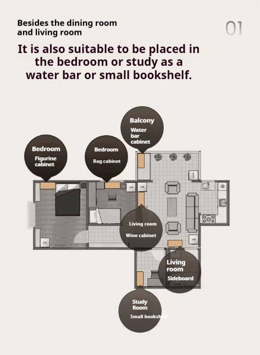 Black Walnut, Oak, South American Walnut Light Luxury Tableside Cabinet