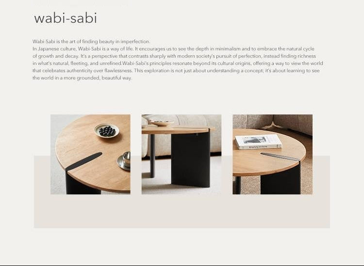 Oak Solid Wood Wabi-Sabi Style Creative Round Coffee Table