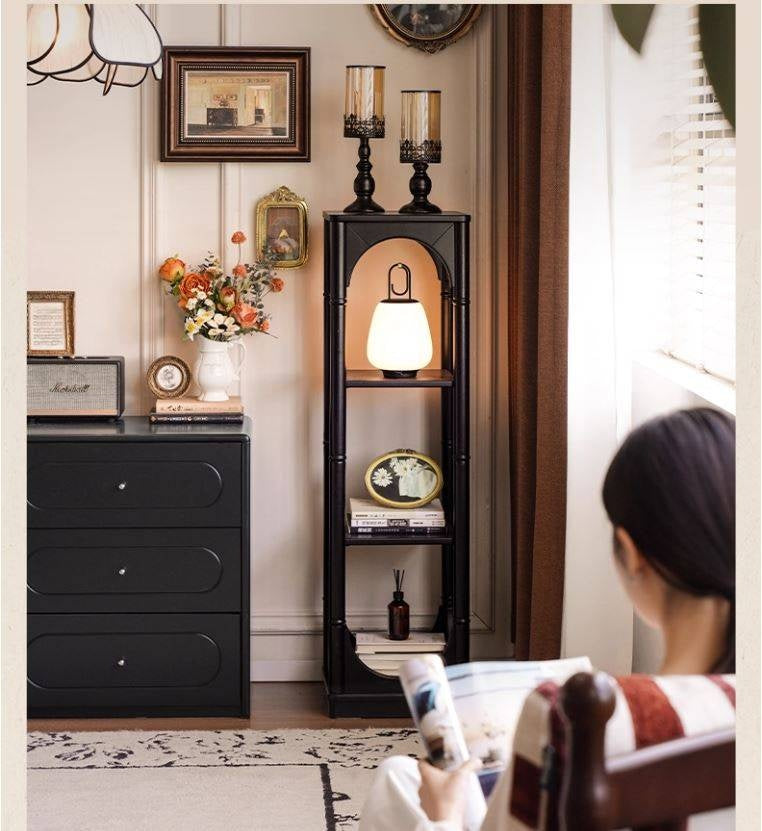 Solid Rubberwood, Tulipwood Solid Wood French Retro Corner Bookcase