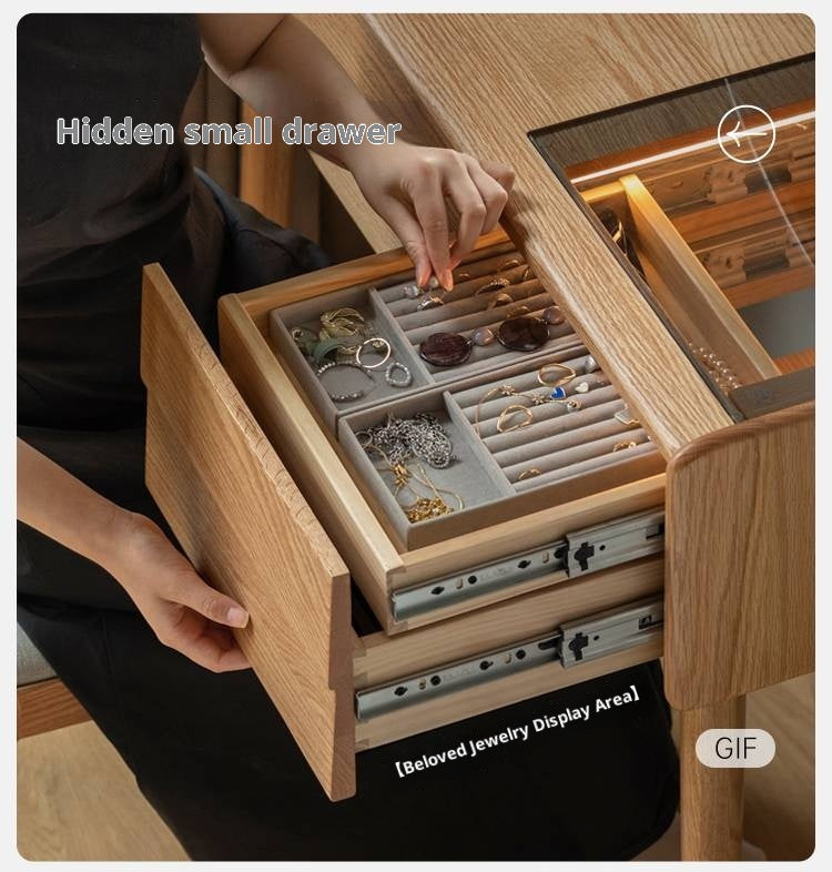 Oak Solid Wood Modern Minimalist Multifunctional Dressing Table