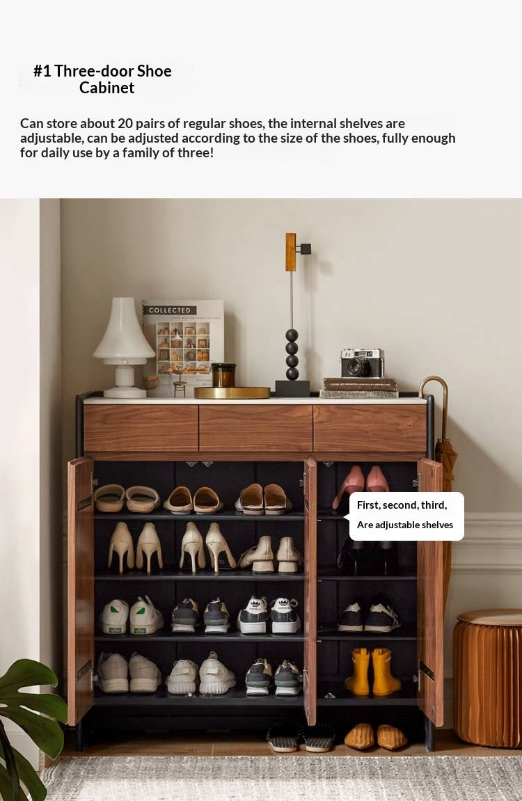 Black Walnut Solid Wood Shoe Porch Cabinet