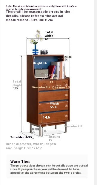 Poplar Solid Wood Middle-Age Edge Cabinet Storage.