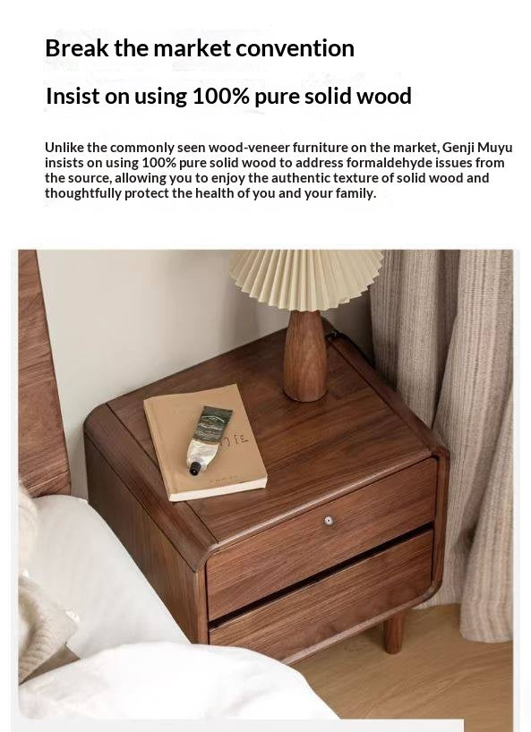 Black Walnut, Sandalwood Solid Wood Lockable Nightstand