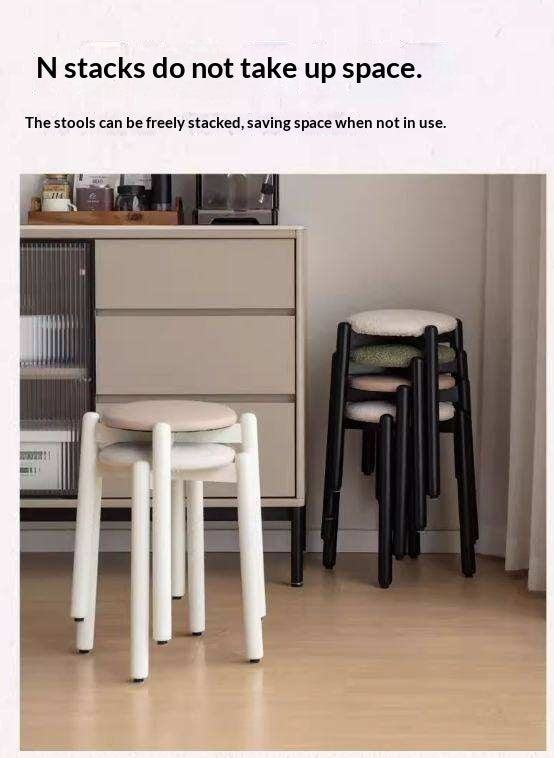 Solid Rubberwood Modern Stacking Stool