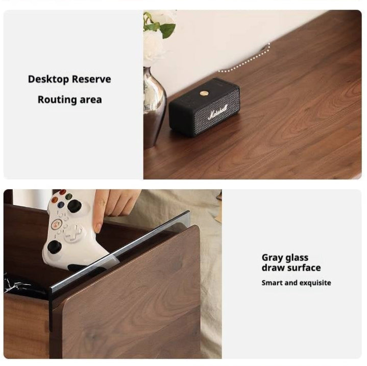 Black Walnut Solid Wood Integrated Desk With Drawer