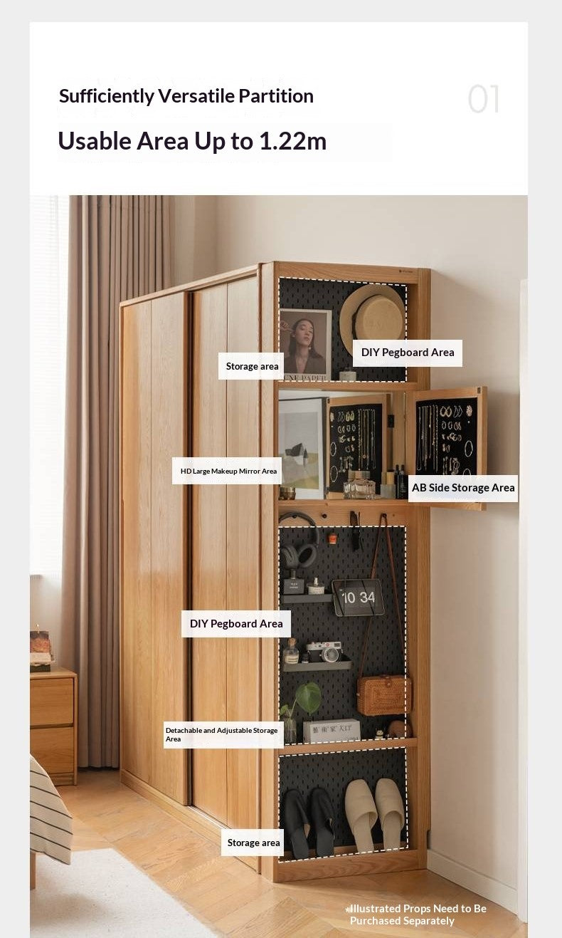 Oak, Cherry Solid Wood Corner Wardrobe