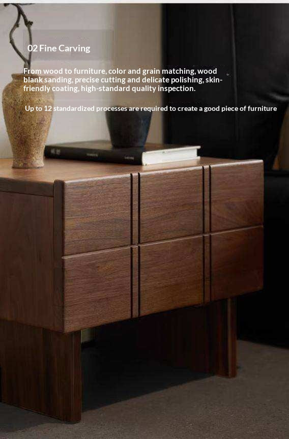 Black Walnut, Oak Wood Wabi-Sabi Style Nightstand