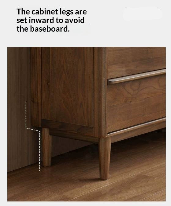 Black Walnut, Sandalwood Solid Wood, Solid Longan Hardwood Italian Light Luxury Chest of Drawers