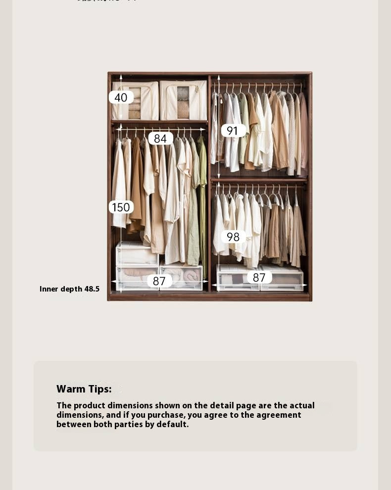 Black Walnut Solid Wood Sliding Door Wardrobe.