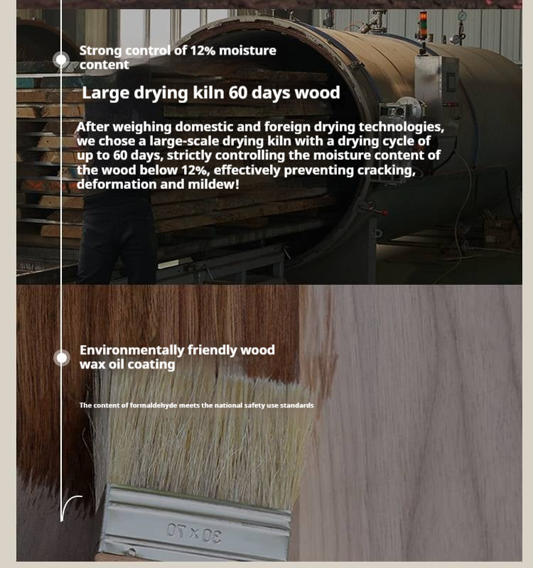 Black Walnut, Sandalwood Solid Wood Wabi Sabi Style Large Board Dining Table