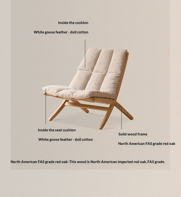 Oak Solid Wood Rope Weave Lounge Chair, Danish Mid Century Scandinavian Accent Chair