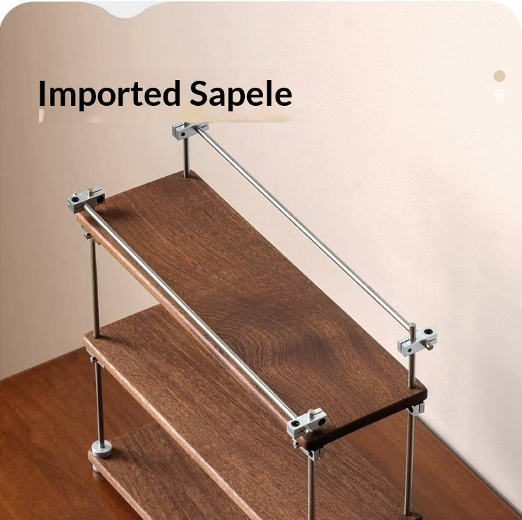 Sapele Solid Wood Multi Layer Storage Rack Antique Style