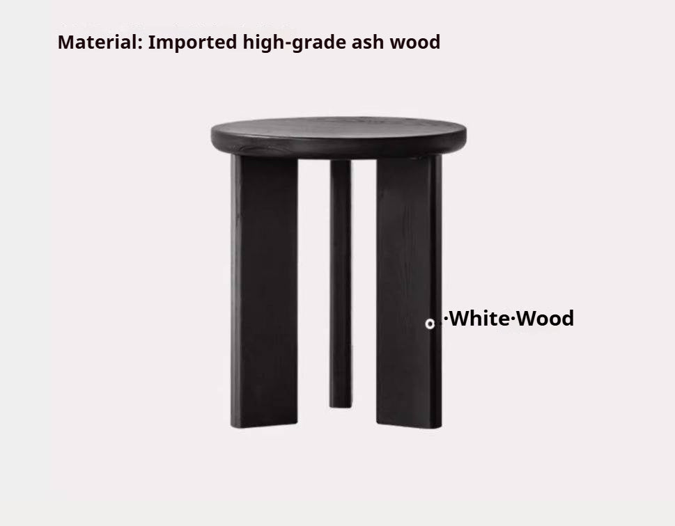 Ash Solid Wood Wabi-Sabi Style Round Side Table