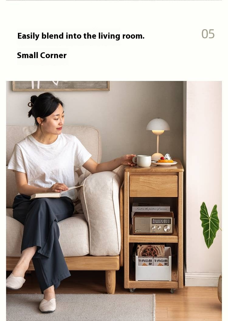 Solid Rubberwood Movable Tea Cabinet.