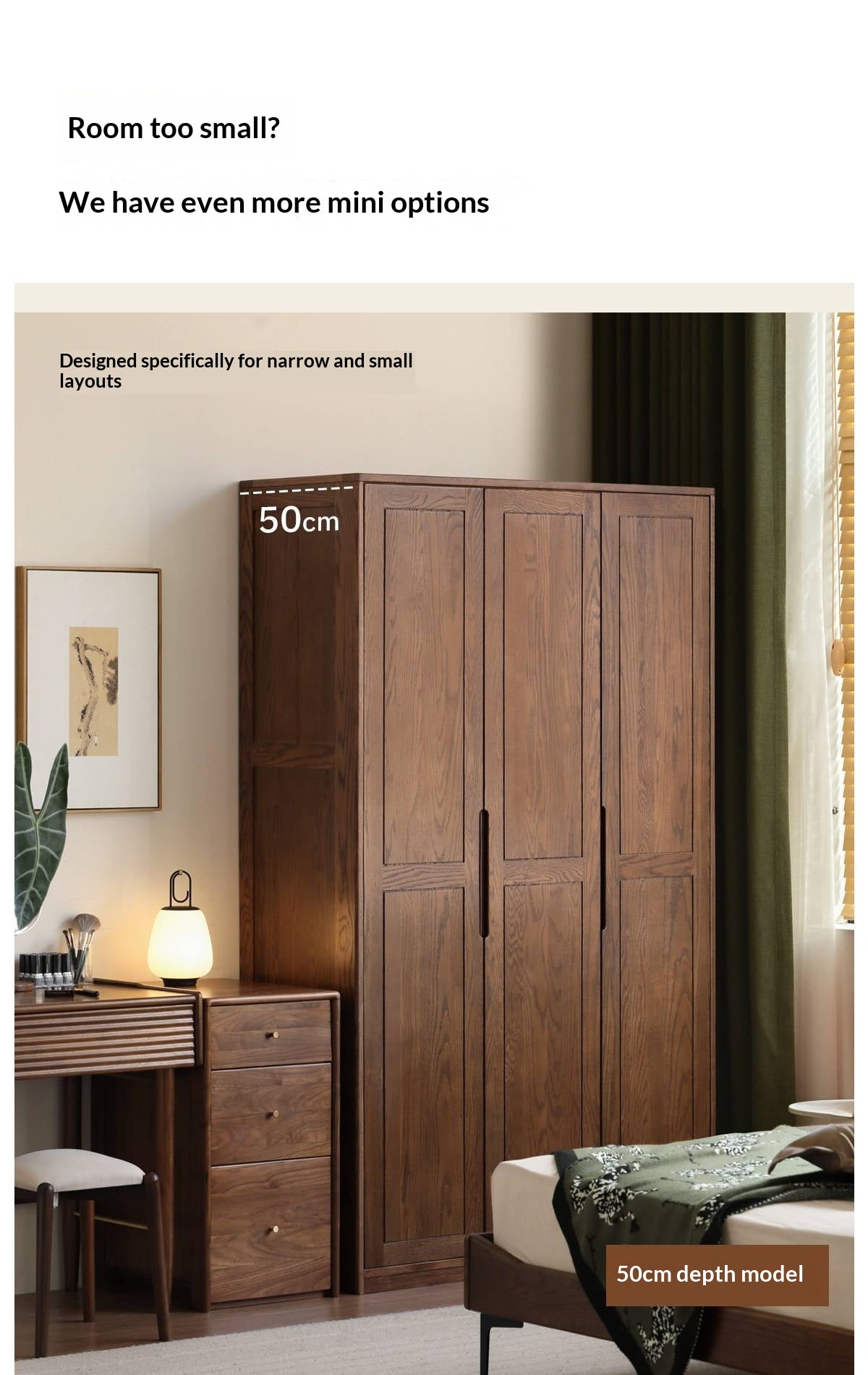 Oak Solid Wood Wardrobe with Recessed Groove Handles