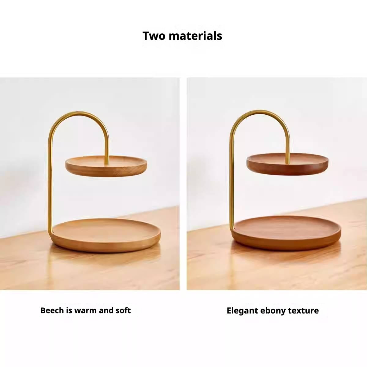 Beech, Ebony Solid Wood Double-Layer Tray