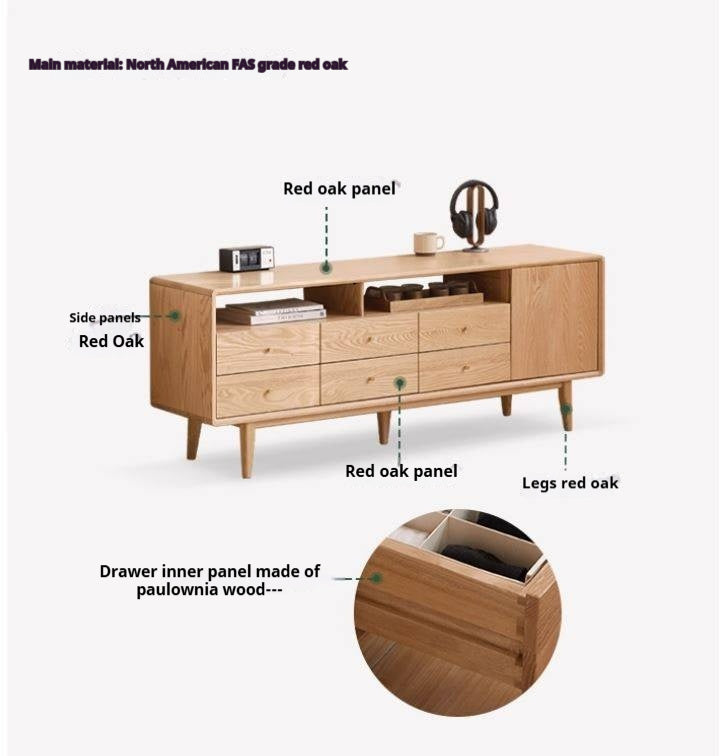 Oak Solid Wood Bedroom TV Cabinet