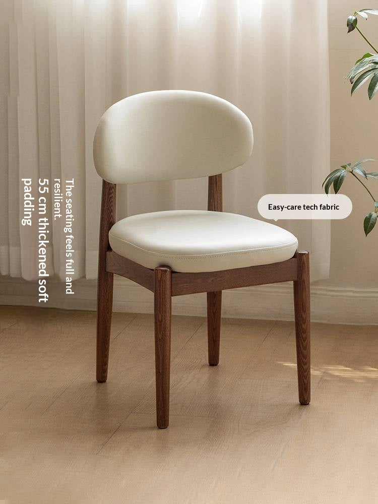 Black Walnut, Ash Solid Wood Modern White Soft Makeup Chair