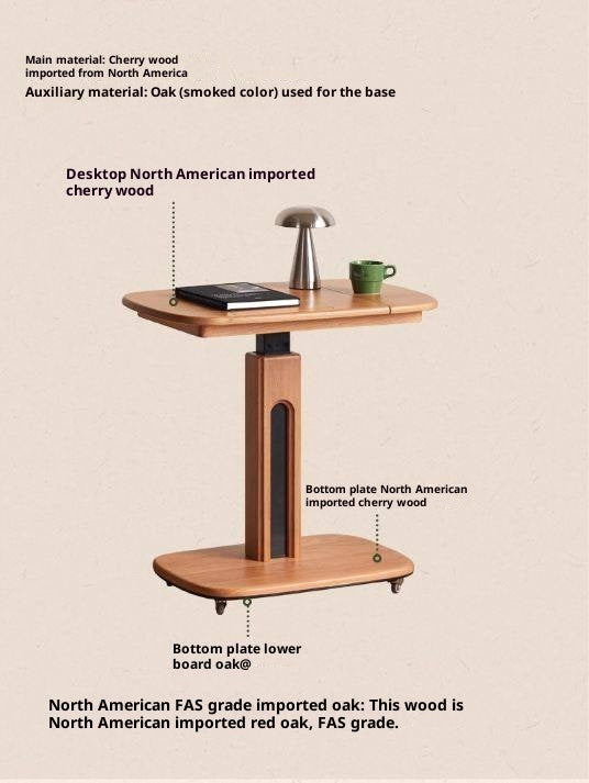 Cherry, Oak Solid Wood Elevating Desk Study Unit Mobile Desk