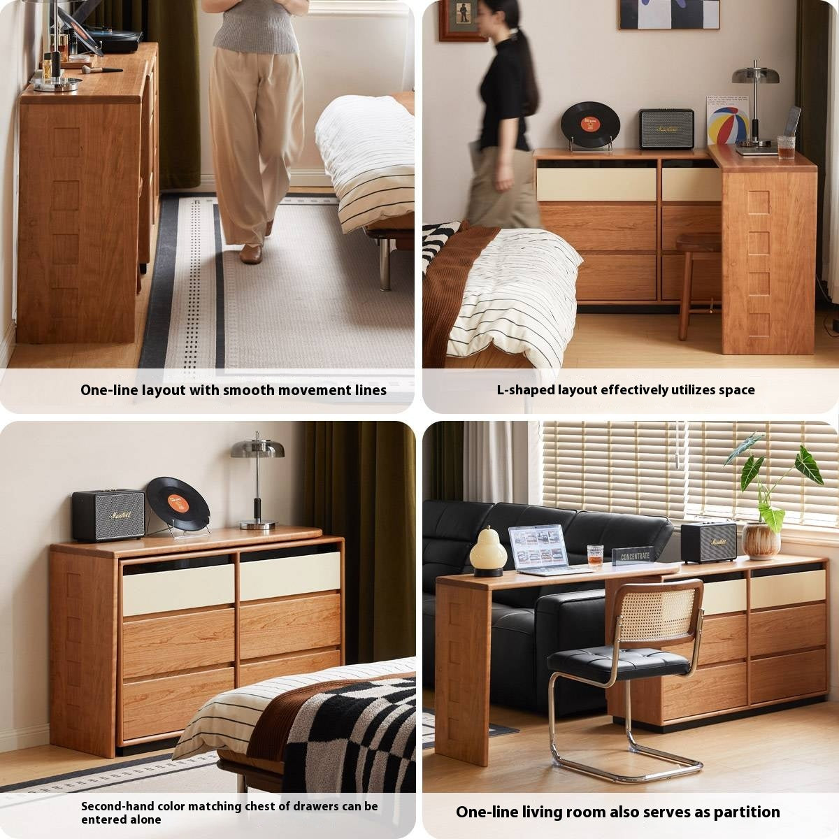 Cherry, Tulipwood Solid Wood Modern Style Vanity Table.