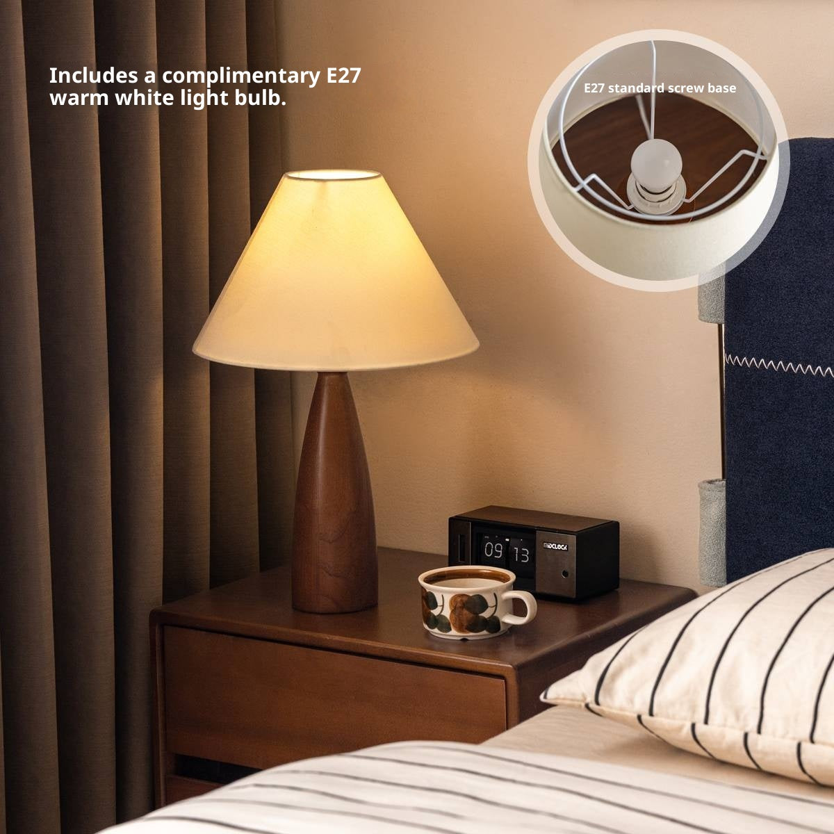 Ash Solid Wood Vintage Style Desk Lamp