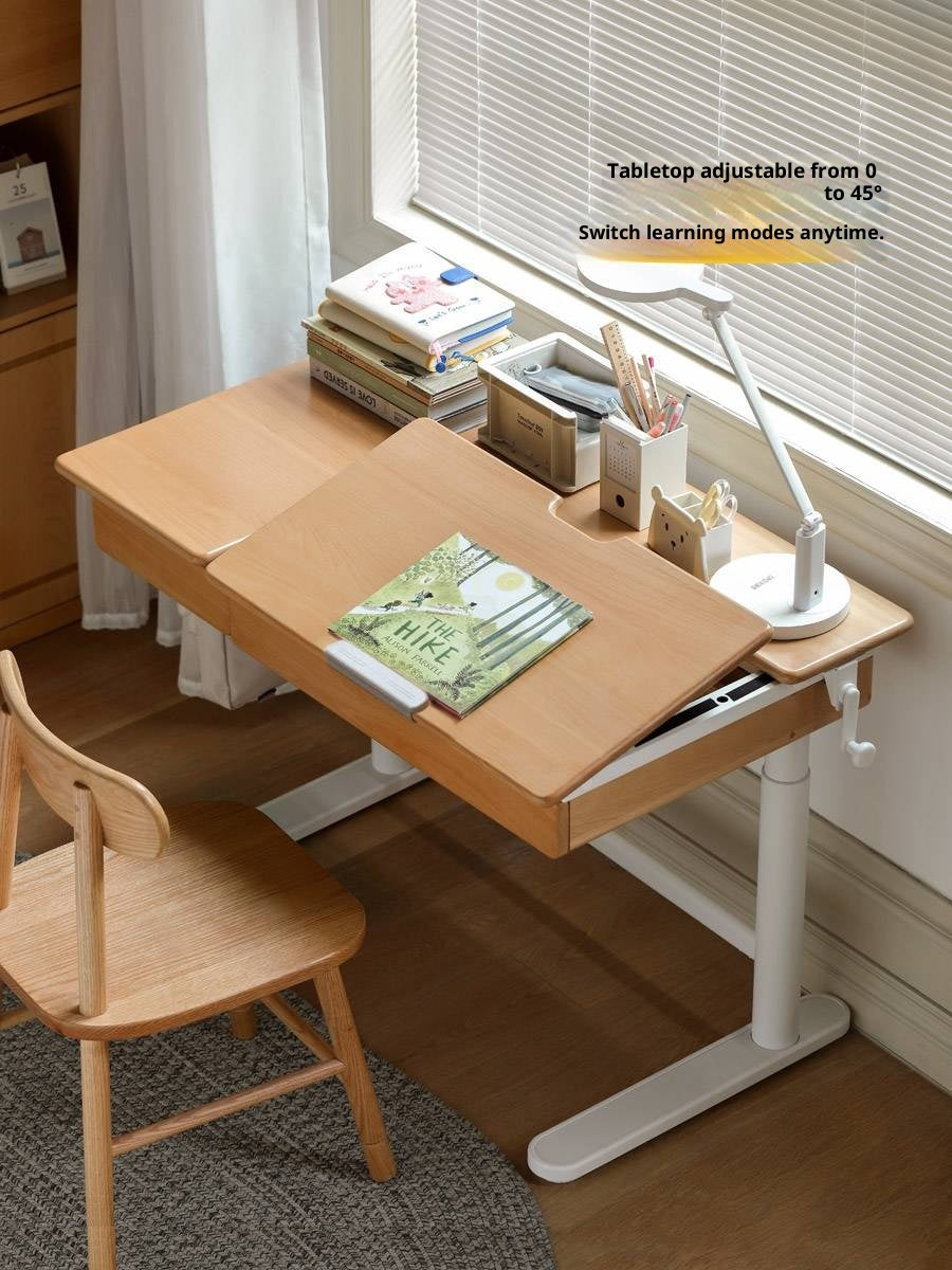 Beech Solid Wood Modern Hand Cranked Children s Writing Desk