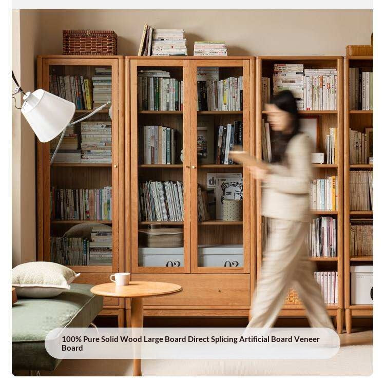 Cherry Solid Wood Freely Combinable Bookshelf with Retro Style Finish