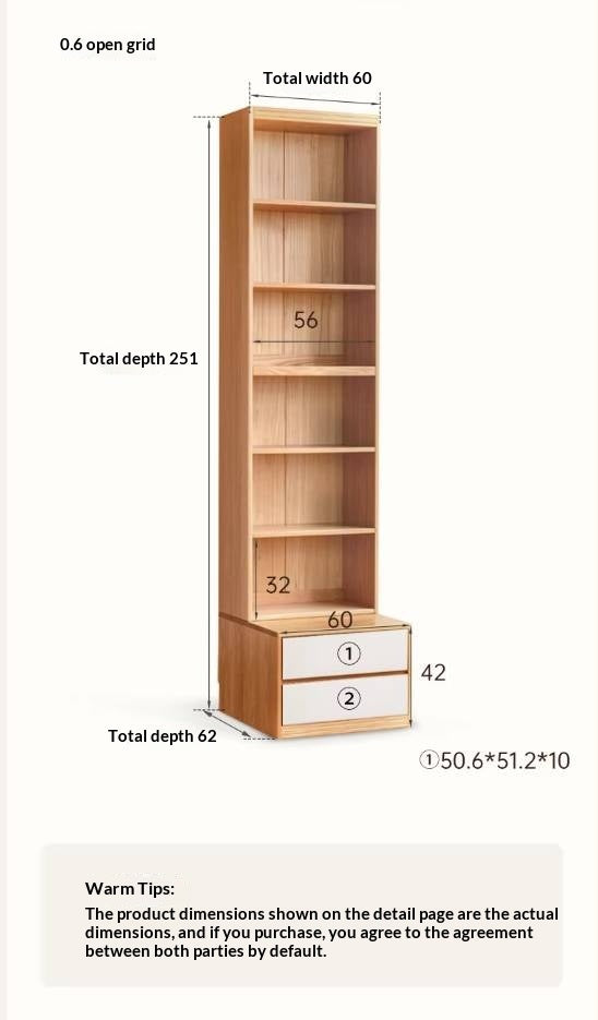 Oak Solid Wood Cream Style Bookcase