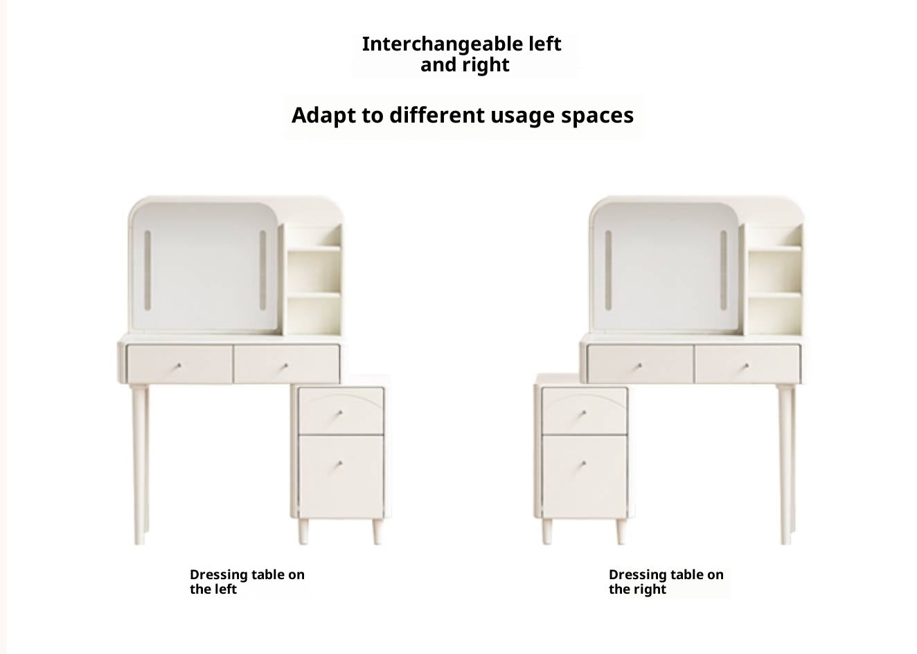 Solid Rubberwood Telescopic Multifunctional Vanity Table