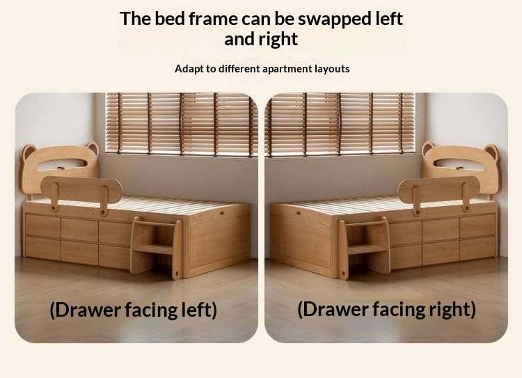 Beech Solid Wood Children's Night Light Storage Loft Bed