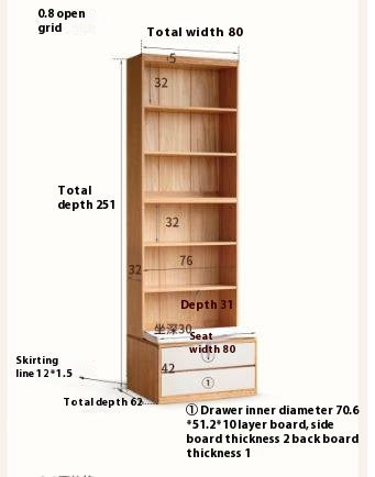 Oak Solid Wood Cream Style Study Bookcase