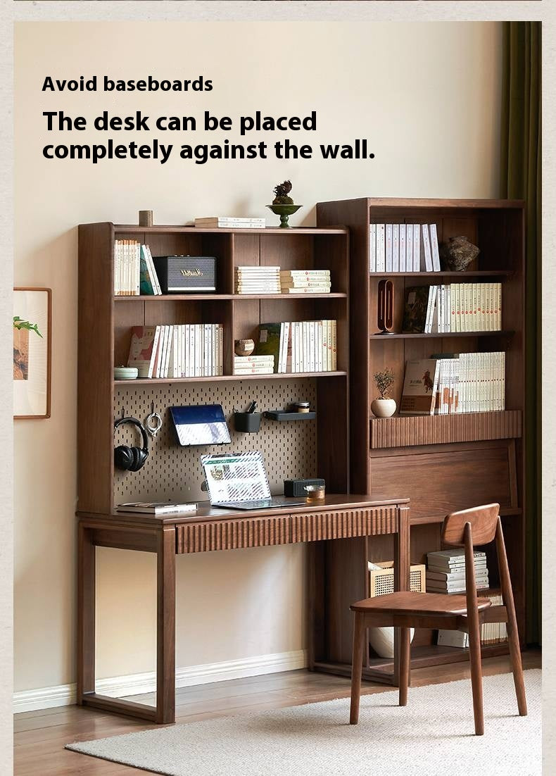 Black Walnut Solid Wood, Solid RubberWood Computer Desk