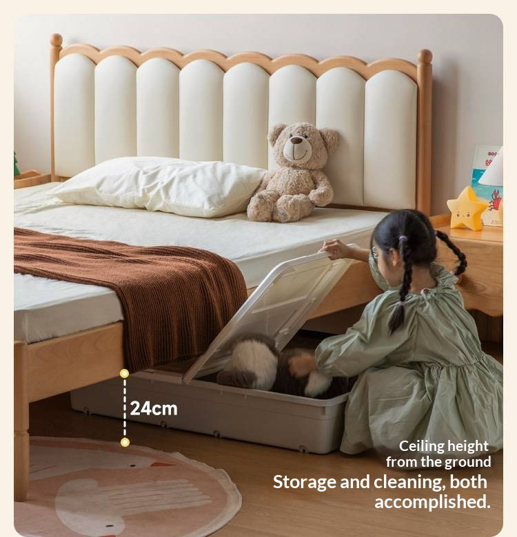 Oak, Beech Children's Bed — Simple Design with Soft-Padded Headboard