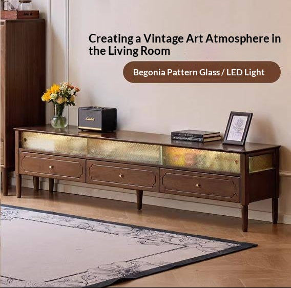 Solid Rubberwood Scandinavian TV Stand