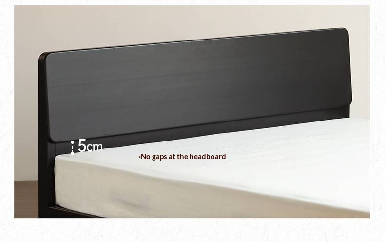 Rubberwood, Poplar Solid Wood Bed in Black — Modern Casual Edge Design