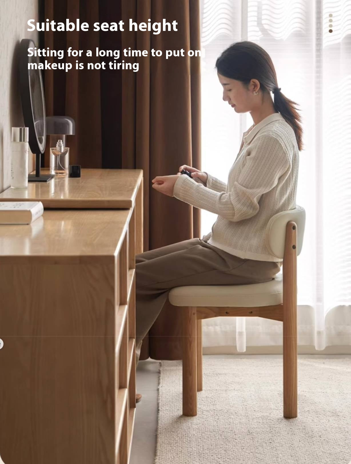 Ash, Red Oak Solid Wood Modern Style Makeup Chair