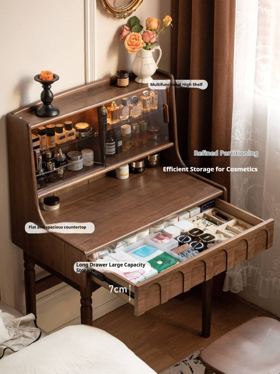 Black Walnut Solid Wood French Retro Multifunctional Vanity Table