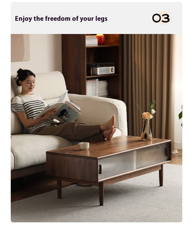 Black Walnut, Oak, Solid Rubberwood Solid Wood Modern Style Coffee Table