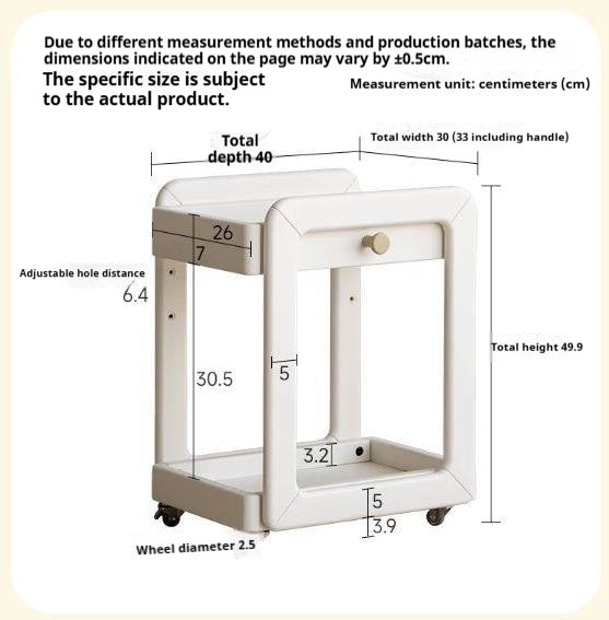 Solid Rubberwood White Cream Style Under-Desk Movable Kids Cabinet